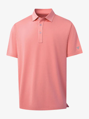 3D rendering of PEACH PINK 4 Way Stretch Jacquard Polo highlighting fabric structure and stretch weave
