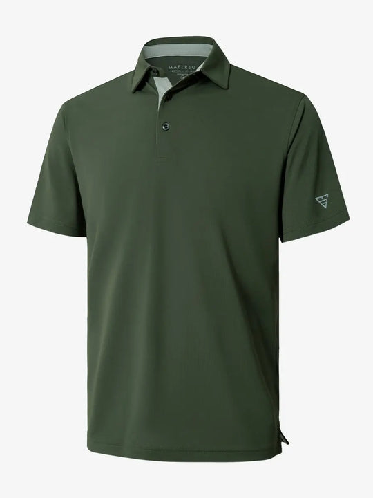 3D view showcasing OLIVE GREEN Ventilated Pique Performance Polo design