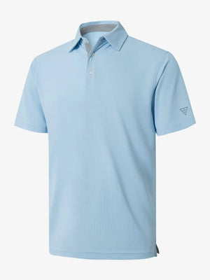3D view showcasing SKY BLUE Ventilated Pique Performance Polo design
