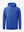 3D front view of youth long sleeve hoodied with kangaroo pocket in klein blue, showing clean design.