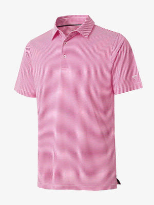 3D visualization of Cooling Stripe Golf Shirt in ROSE STRIPE, emphasizing stripe pattern and texture