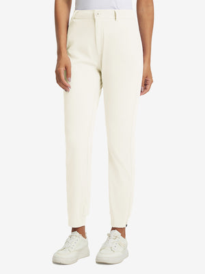 Women's Ultra-stretch Quick Dry Sweatpants with Ankle Zips in cream, 3D product view