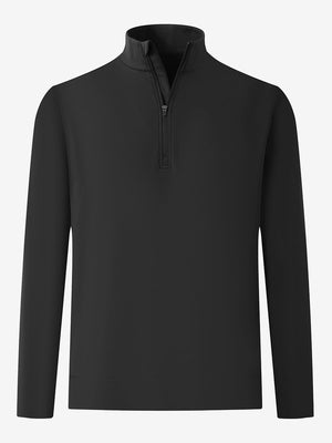 Ultra-Soft Brushed Fleece Lining Quarter Zip Sweatshirt in black, 3D product view