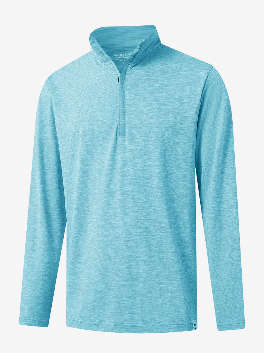 Heather Pinstripe Brushed Dry Fit Quarter Zip Pullover