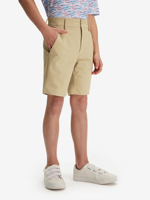 Front lower body in khaki boys lightweight dry fit flat front golf shorts
