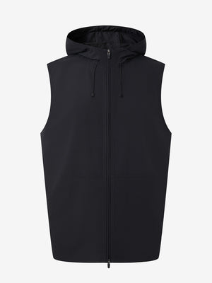 Water Resistant Sleeveless Hooded Jacket With Pockets