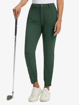 Women's Ultra-stretch Quick Dry Sweatpants with Ankle Zips in forest green, 3D product view