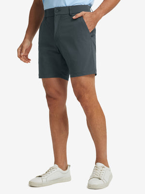 Front lower body view of Quick Dry Casual Shorts with 4 Pockets in Dark Grey, neat athletic cut.