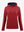 3D front view of women's lightweight hoodies pullover in red, showing clean and sporty look.