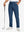 Lightweight flat front casual trousers in blue indigo, front lower-body view with a clean tailored fit.