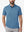Front upper body shot of model wearing light blue  ultra-comfort slim fit roma knit polo shirts
