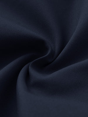 Close-up of fabric on water resistant versatile 8 pockets shorts, showing texture and finish in navy.