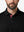 Front view from nose to chest of model wearing black  ultra-comfort slim fit roma knit polo shirts
