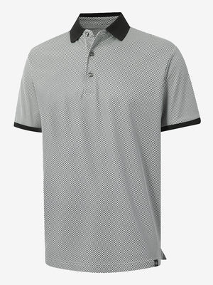3D render of the black quick dry jacquard ribbed collar golf shirt