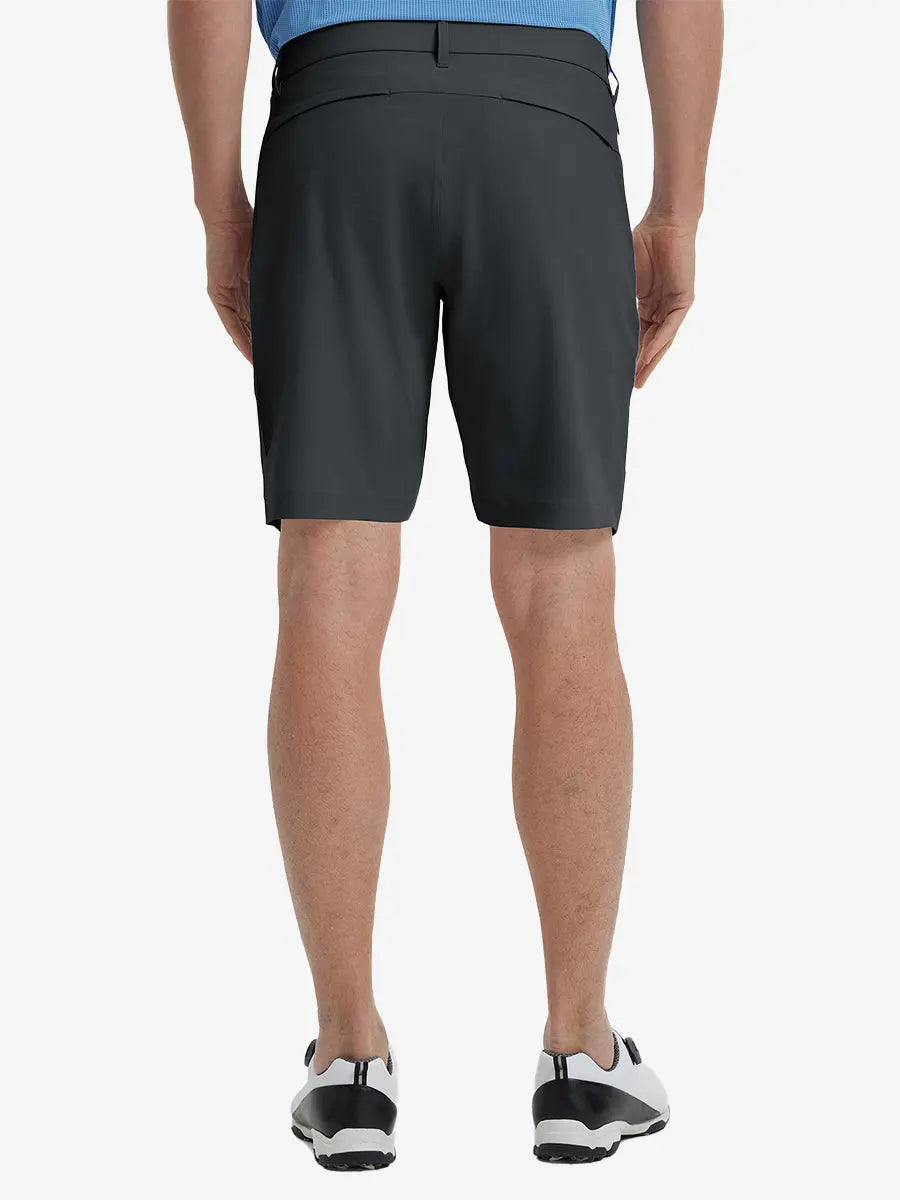 Back view of Player Fit Versatile Solid Shorts 9 Inch, showing tailored fit and clean lines – DARK GREY