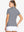 Back-side half-body shot of model in LIGHT GREY Women's Performance Solid Polo, looking over shoulder