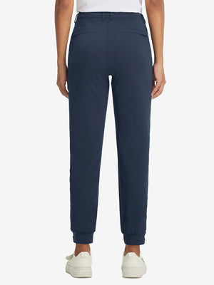 Back view of Women's Ultra-stretch Quick Dry Sweatpants with Ankle Zips in navy