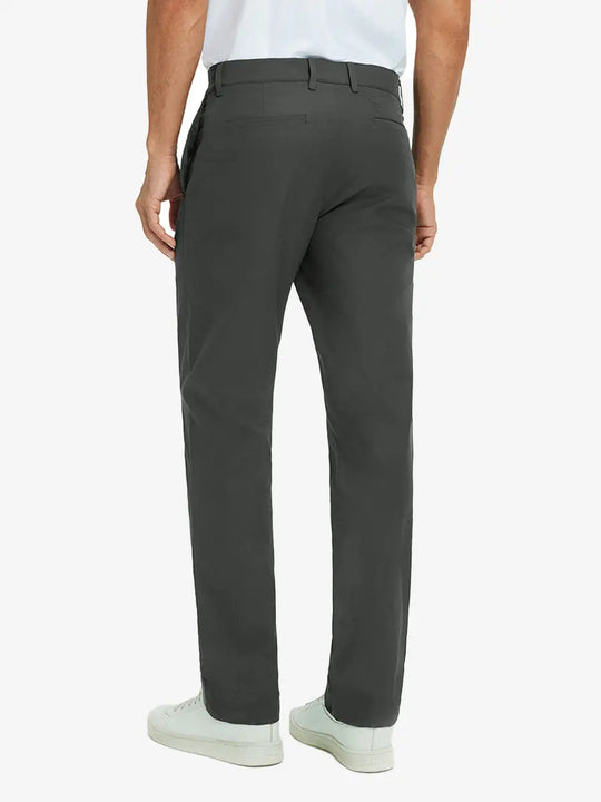 Rear lower leg view of Water Repellent 8 Pockets Pants in DARK GREY，showing fabric texture and fit.