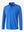 Front 3D view of Long sleeve pinstripe jersey polo in cobalt stripe with sharp stripe pattern