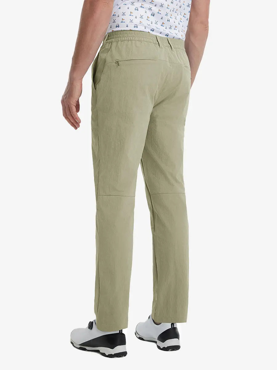 Rear lower leg view of Performance Water Resistant Pants in KHAKI，showing fabric texture and fit.