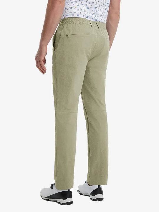 Rear lower leg view of Performance Water Resistant Pants in KHAKI，showing fabric texture and fit.