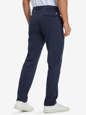 Golf Lightweight Fleece Lined Dress Pants in navy, front lower body fit view