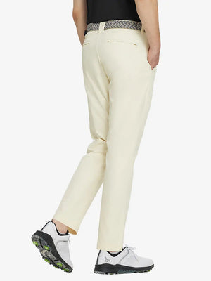 BEIGE Water Resistant Everyday Pants back view, model's lower body with both hands in pockets