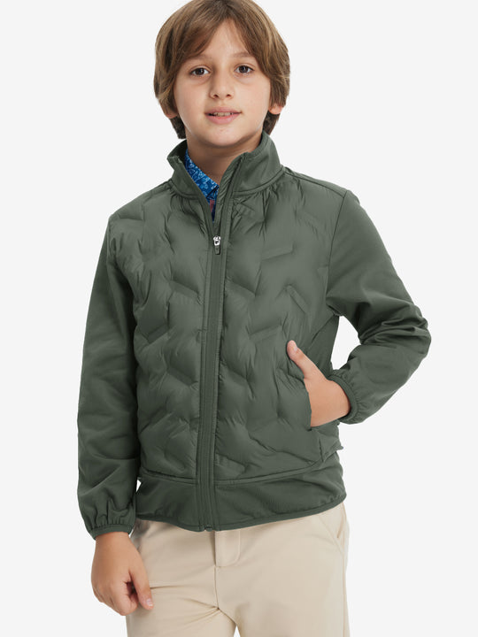 Boys Windproof Puffer Jacket with Pockets