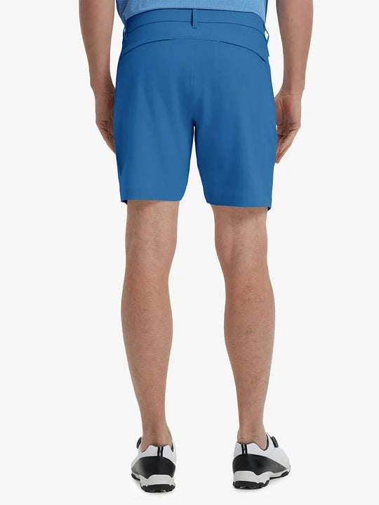 Back view of Player Fit Versatile Solid Shorts 7 Inch, showing tailored fit and clean lines – BLUE