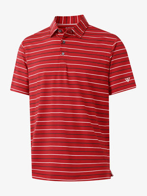3D mockup of RED STRIPE Stylish Performance Golf Polo showing fabric design and silhouette