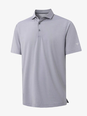 Folded GREY WHITE STRIPE Pinstripe Jersey Performance Polo neatly displayed								

