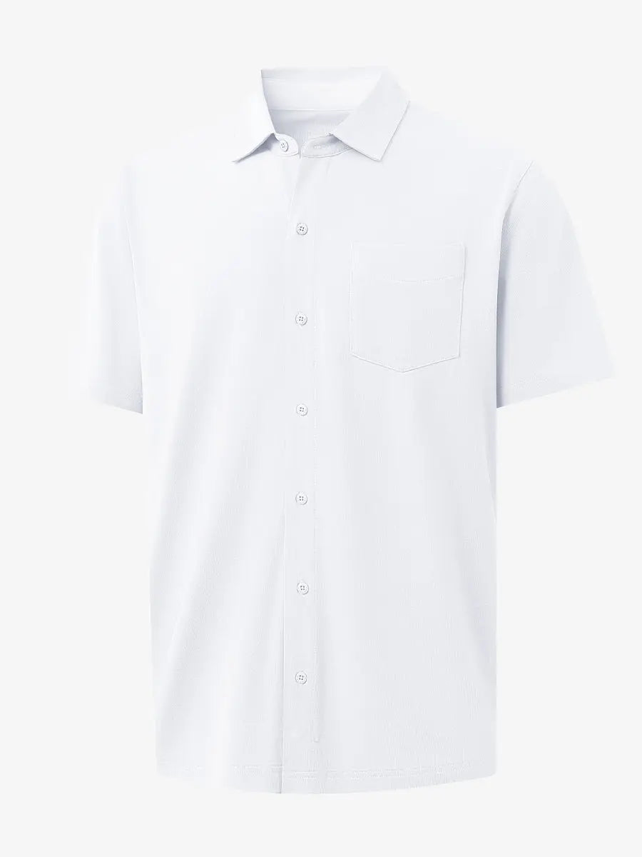 3D rendering of WHITE Cotton Blend Plain Shirt.