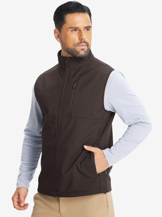Sleeveless Softshell Fleece Outdoor Vests with 6 Pockets