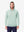 Model front upper body wearing view, heather midlayer golf hoodies in light green heather