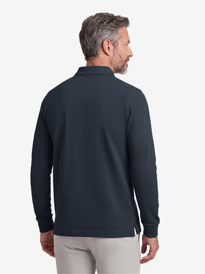 Solid Cotton Blend Collared Long Sleeve Polo