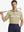 Half-body front view of model holding golf club wearing DARK KHAKI Stylish Chest Print Snap Polo