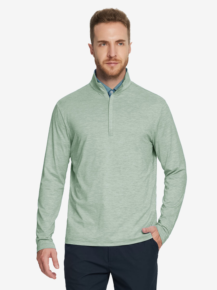Heather Pinstripe Brushed Dry Fit Quarter Zip Pullover