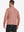 Back view of model wearing quarter zip melange pullover brick melange.