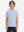 Front upper body of model wearing youth performance golf polos, clean fit and sporty white/light blue look