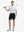 Full-body front shot of model holding golf club, wearing Player Fit Versatile Solid Shorts – BLACK