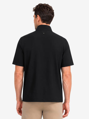 Model back upper body shooting display, lightweight upf50+ short sleeve golf vests jacket in black