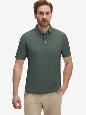 Moisture Wicking Heather Chest Pocket Golf Shirts