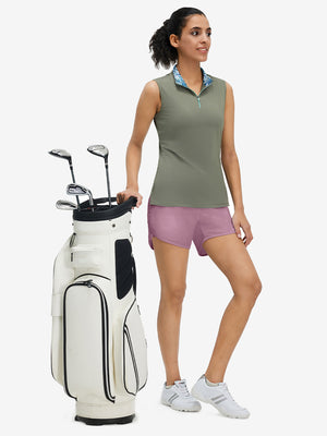 Pantalones cortos de secado rápido 2 en 1 de talle alto para mujer con 7 bolsillos