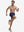 Front full body shot of model exercising in navy breathable running shorts with 4 zipper pockets