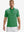 Front half-body of model in green stripe upgraded two-tone striped quick dry polo shirt