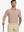 Half-body front view of model holding golf club wearing LIGHT ORANGE MASSIF Popular Heather Print Polo