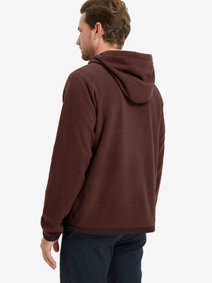 Back angle of the Polar Fleece Sweatshirt in Wine Red, model turns head slightly for casual style.