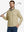 Model holding golf club, dressed in Golf Fleece Thermal Winter Jacket in Light Khaki, sporty design.