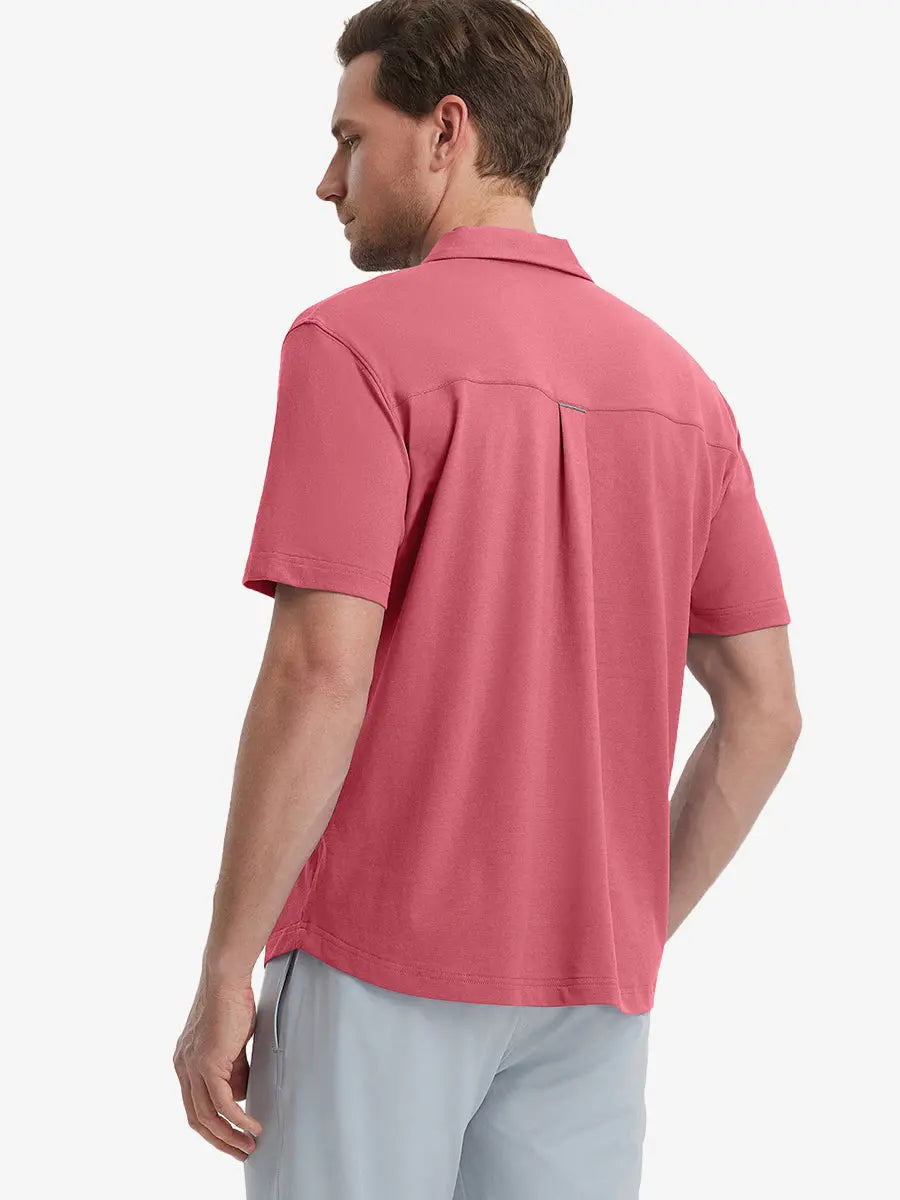 Model half-body back view wearing ROSE Cotton Blend Plain Shirt.