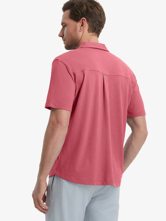 Model half-body back view wearing ROSE Cotton Blend Plain Shirt.